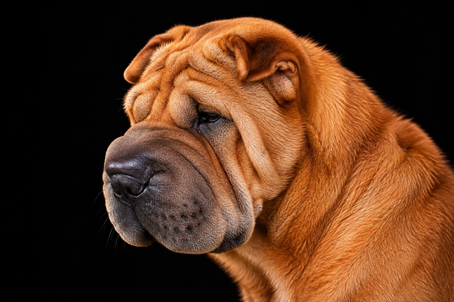 Shar Pei de Pispita en retrato de perfil